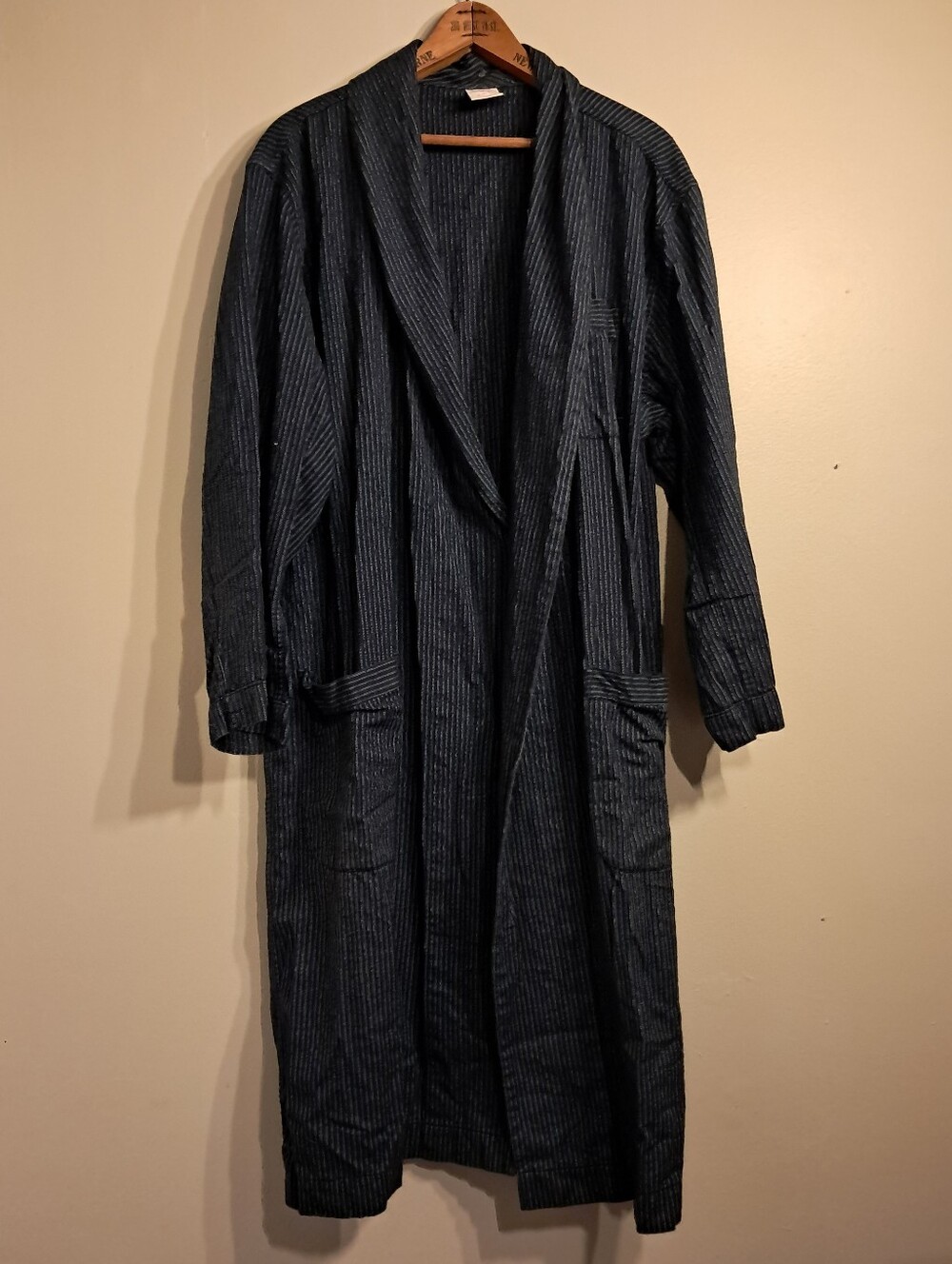 Brooks Brothers Navy Cotton Robe Made In India Missing Belt Tie